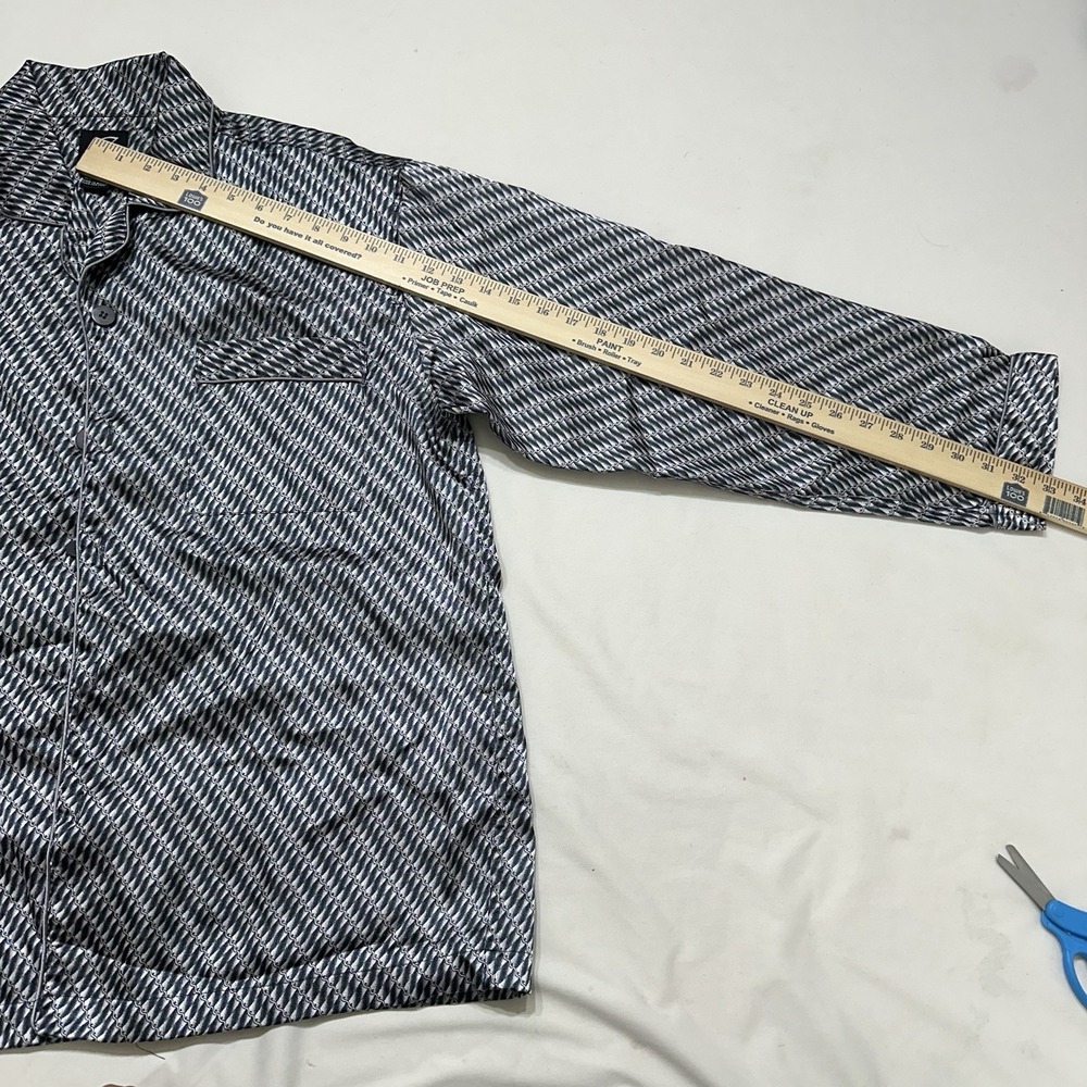 Claudio Nucci Men's Lounge Shirt L Black White Button Front Ramie Pajama‎ Top - Picture 8 of 9